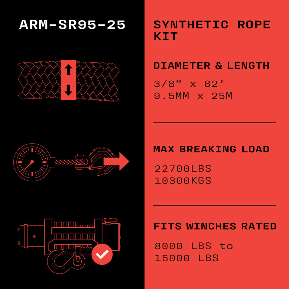 Armortek Synthetic Rope 9.5mm x 25m - MBL 10,300kg