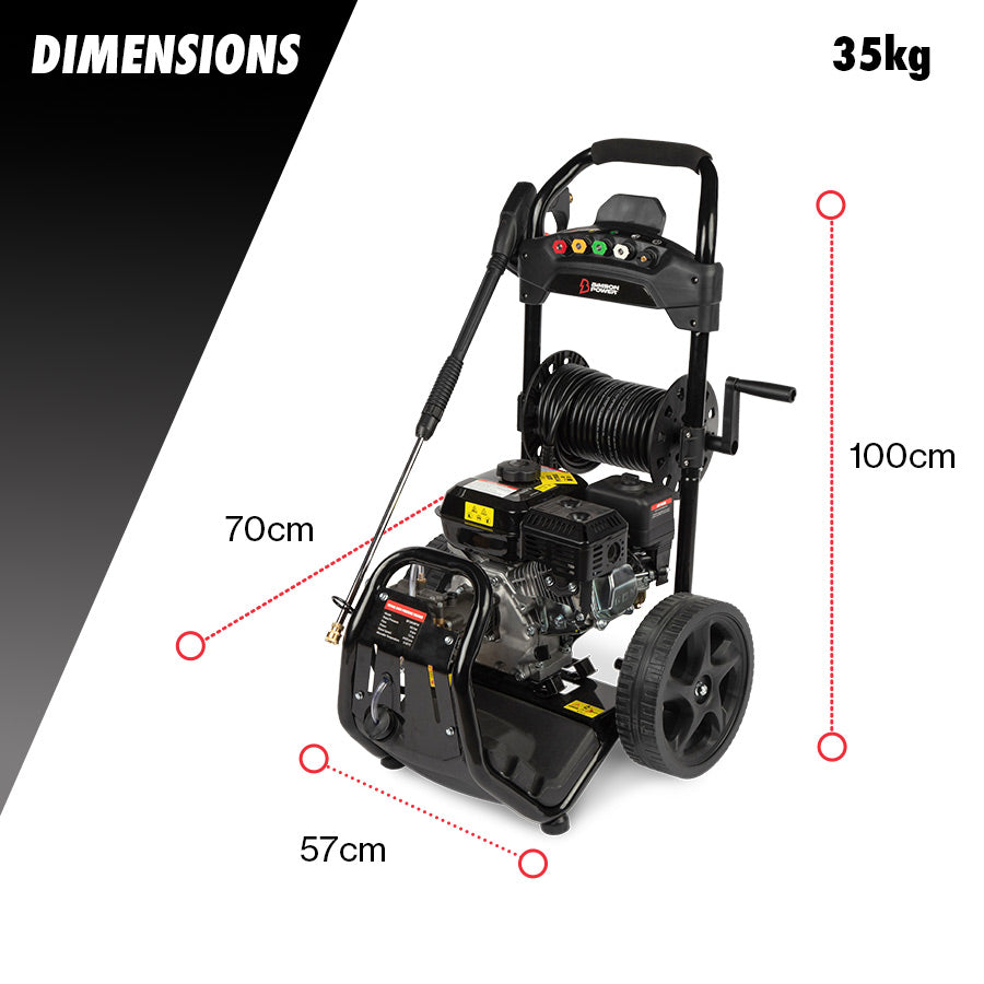 Bimson Power Petrol Pressure Washer 180 Bar (2900 PSI) 9 LPM - 20m hose