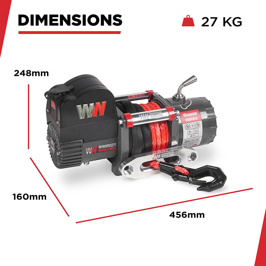 Warrior Samurai V2 Next Gen 9500lb Short Drum Winch - 12v Synthetic Rope