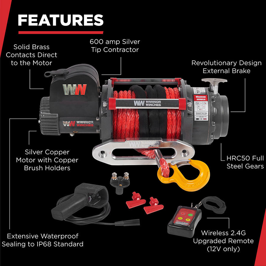 Warrior Samurai 20000lb Winch - 24v Synthetic Rope