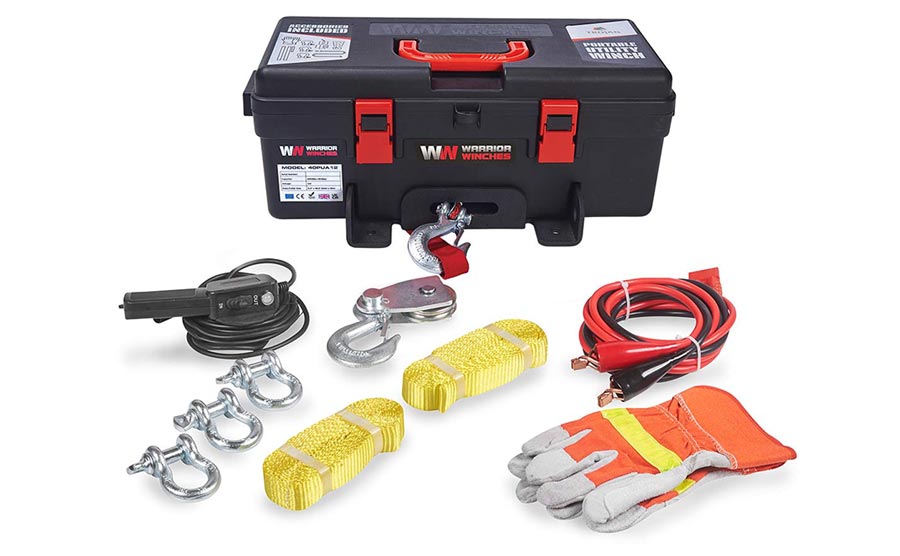 Warrior Trojan Portable 4000lb Electric Winch - Steel Rope