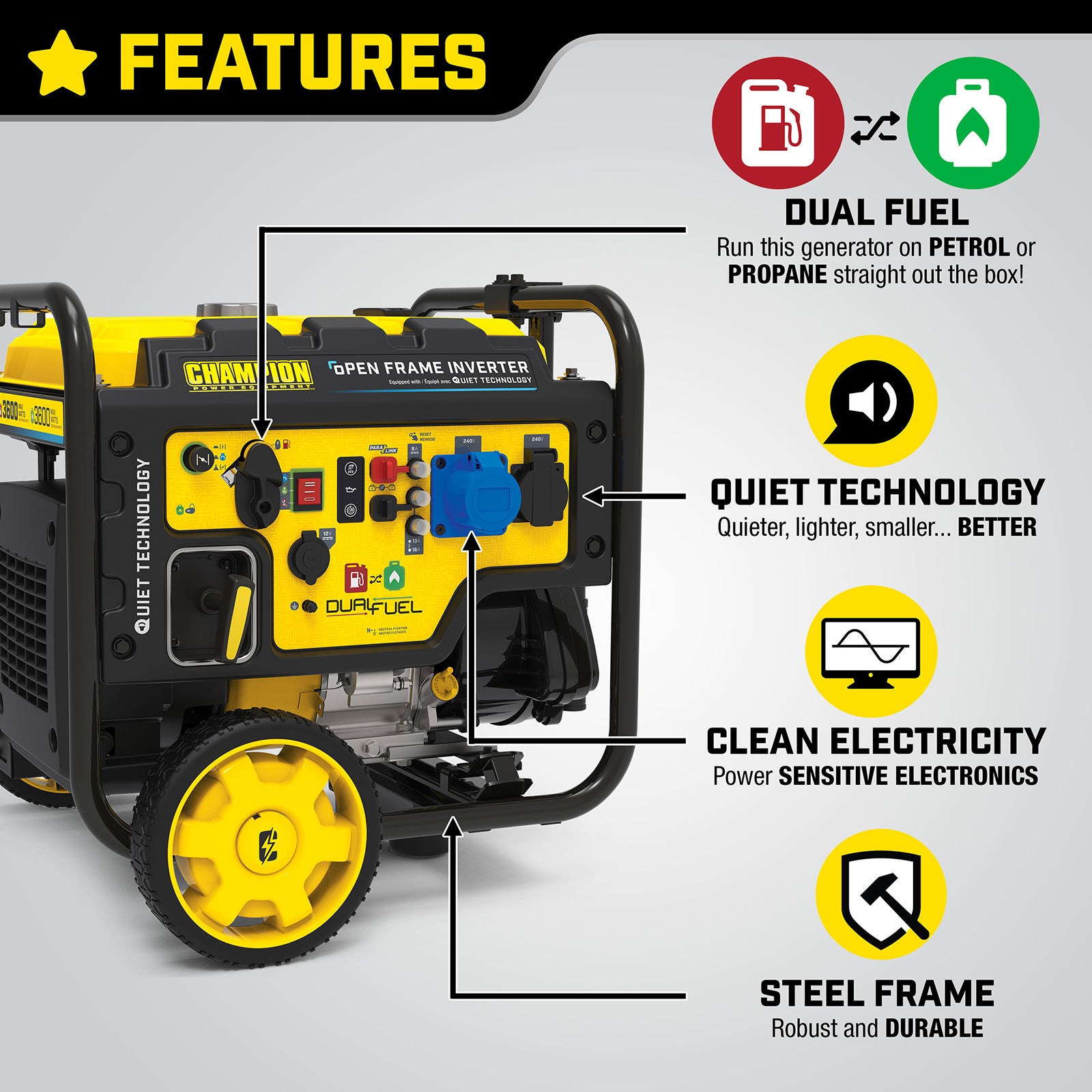 Champion dual deals fuel inverter generator